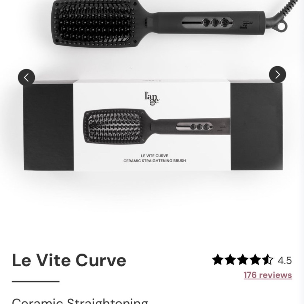 NIB L’ange Le vite curve ceramic straightening brush